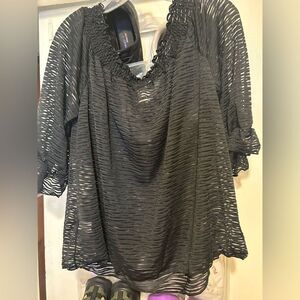 Love Story Elegant Black Sheer Women's Top